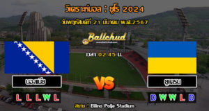 วิเคราะห์บอล ยูโร 2024 : บอสเนีย -vs- ยูเครน (21/03/67)