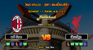 วิเคราะห์บอล ยูฟ่า แชมเปี้ยนส์ลีก : เอซี มิลาน -vs- ลิเวอร์พูล (17/09/67)