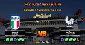 วิเคราะห์บอล ยูฟ่า เนชั่นส์ ลีก : อิตาลี -vs- ฝรั่งเศส (17/11/67)